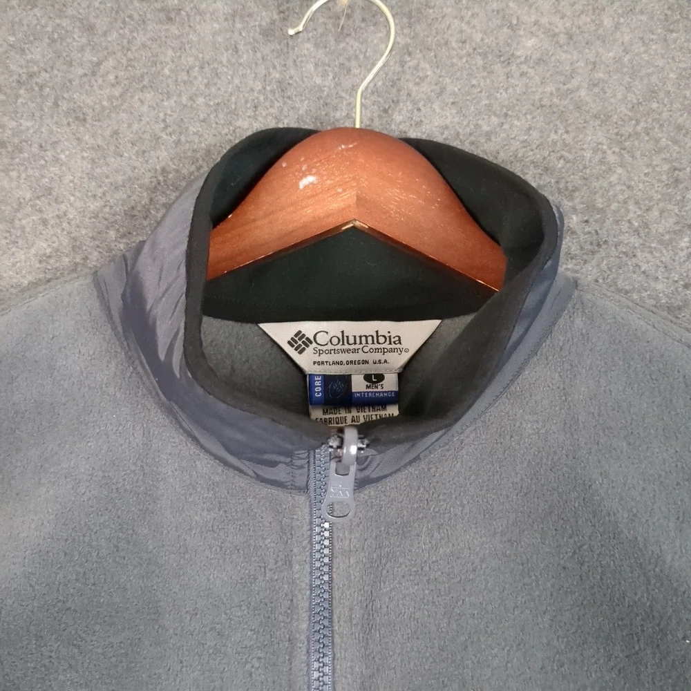 Columbia Mens Gray Full Zip Fleece Jacket‎ Large Interchange Mock Neck Piping